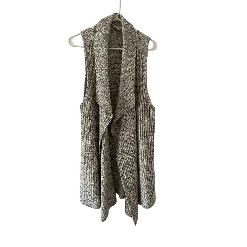 Loft Outlet Gray and White Waterfall Knit Sweater Vest Size XL